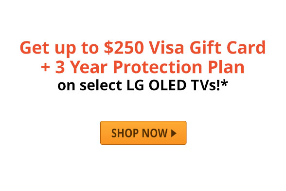 Get up to $250 Visa Gift Card + 3 Year Protection Plan on select LG OLED TVs!