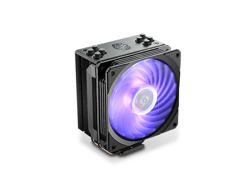 Cooler Master Hyper 212 RGB Black Edition CPU Air Cooler, SF120R RGB Fan, 4 CD 2.0 Heatpipes, Anodized Gun-Metal Black, Brushed Nickel Fins, RGB Lighting for AMD Ryzen/Intel LGA1200/1151