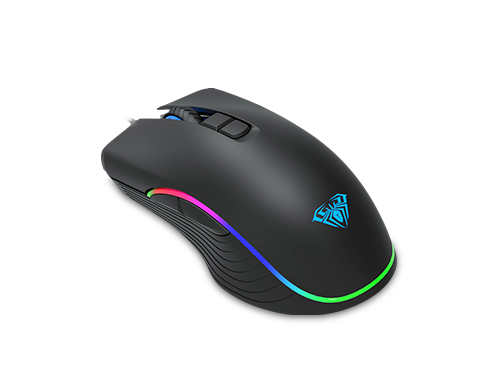 Aula F806 Gaming Mouse with 4 DPI Levels (800, 1600, 2400, 3200, 4800), 7 Programmable Buttons, Wired Ergonomic USB Computer Mouse for Gamer, Laptop