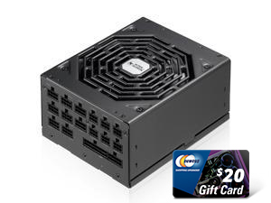 Super Flower Leadex Platinum SE 1000W 80+ Platinum, ECO Fanless & Silent Mode, Full Flat Ribbon Modular Power Supply, Dual Ball Bearing Fan