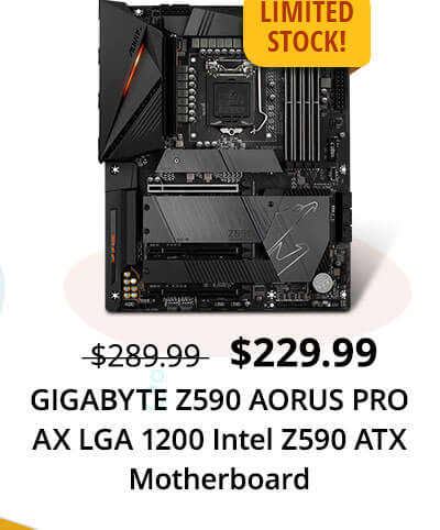 GIGABYTE Z590 AORUS PRO AX LGA 1200 Intel Z590 ATX Motherboard with 4 x M.2, PCIe 4.0, USB 3.2 Gen2X2 Type-C, Intel WIFI 6, 2.5GbE LAN