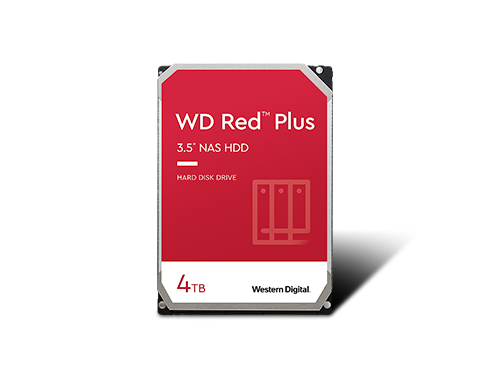 WD Red Plus 4TB NAS Hard Disk Drive - 5400 RPM Class SATA 6Gb/s, CMR, 128MB Cache, 3.5 Inch - WD40EFZX
