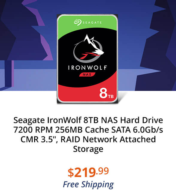 Seagate IronWolf 8TB NAS Hard Drive 7200 RPM 256MB Cache SATA 6.0Gb/s CMR 3.5", RAID Network Attached Storage