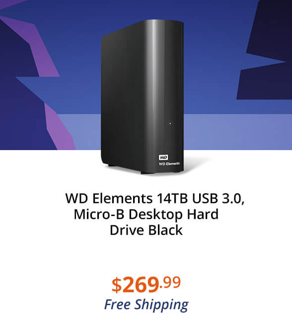 WD Elements 14TB USB 3.0, Micro-B Desktop Hard Drive Black