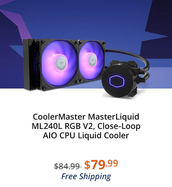 CoolerMaster MasterLiquid ML240L RGB V2, Close-Loop AIO CPU Liquid Cooler