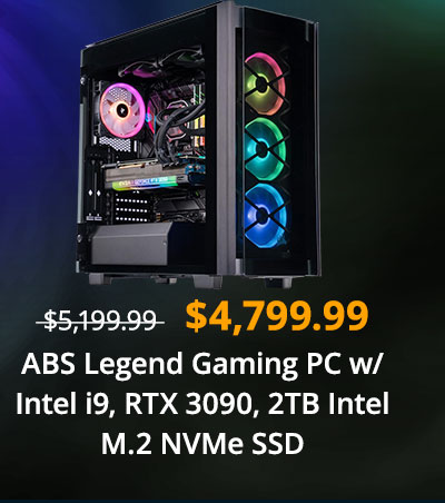 $4799.99 ABS Legend Gaming PC w/ Intel i9, RTX 3090, 2TB Intel M.2 NVMe SSD