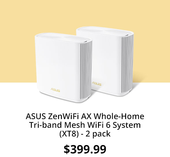 ASUS ZenWiFi AX Whole-Home Tri-band Mesh WiFi 6 System (XT8) - 2 pack