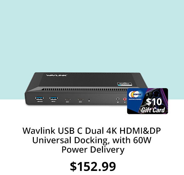 Wavlink USB C Dual 4K HDMI&DP Universal Docking, with 60W Power Delivery