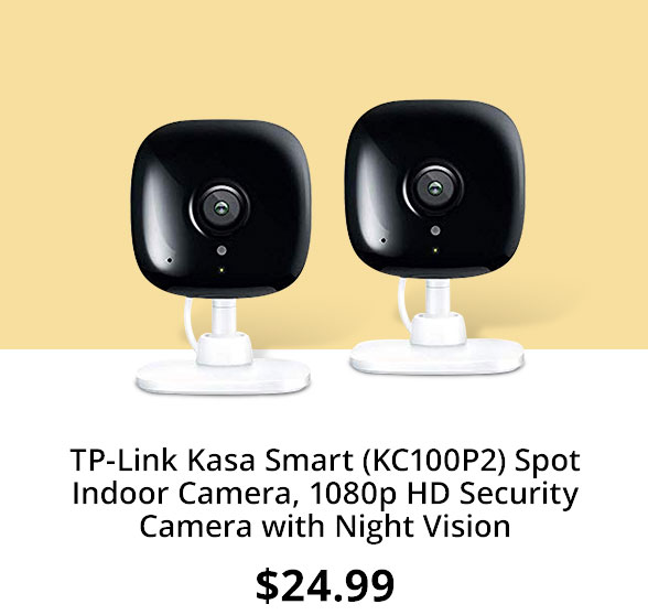 TP-Link Kasa Smart (KC100P2) Spot Indoor Camera, 1080p HD Security Camera with Night Vision