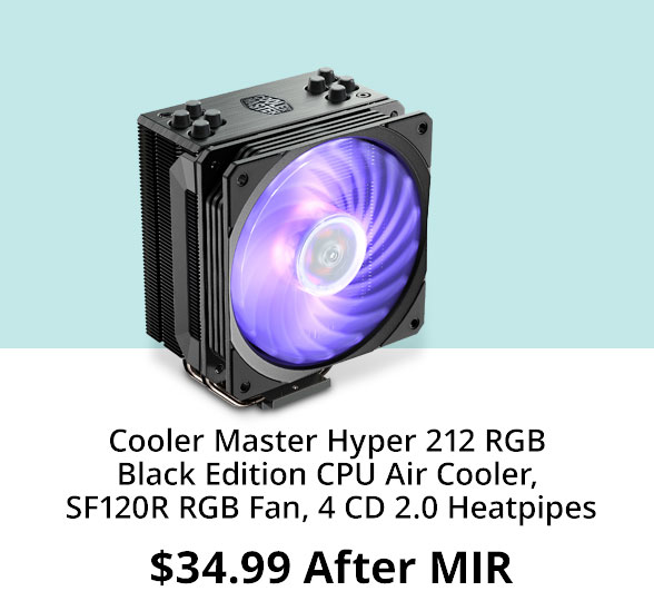 Cooler Master Hyper 212 RGB Black Edition CPU Air Cooler, SF120R RGB Fan, 4 CD 2.0 Heatpipes