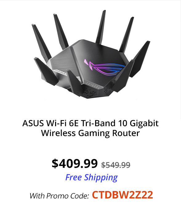 ASUS WiFi 6E Gaming Router (ROG Rapture GT-AXE11000) - Tri-Band 10 Gigabit Wireless Router, World's First 6GHz Band for Wider Channels & Higher Capacity, 1.8GHz Quad-Core processor, 2.5G Port, Gaming & Streaming