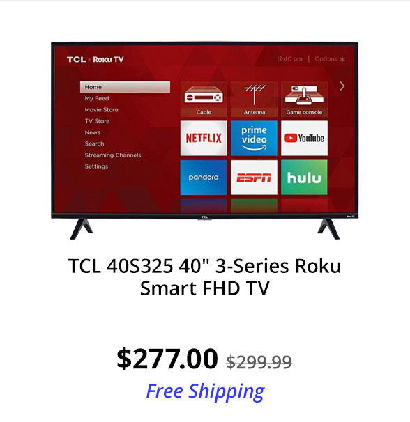 TCL 40S325 40" 3-Series Roku Smart FHD TV