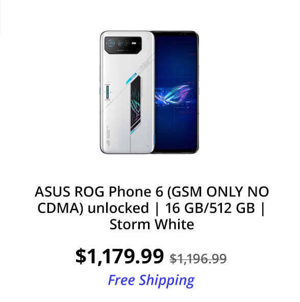 ASUS ROG Phone 6 (GSM ONLY NO CDMA) unlocked | 16 GB/512 GB | Storm White