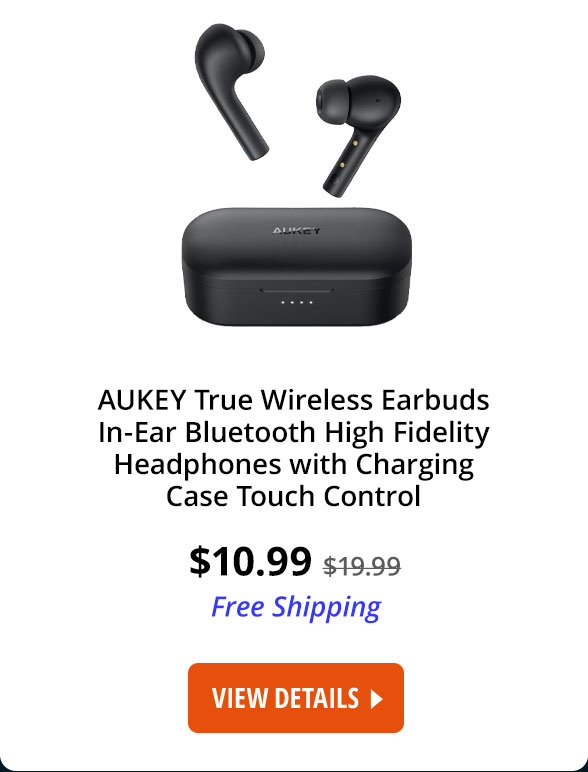 AUKEY True Wireless Earbuds In-Ear Bluetooth High Fidelity Headphones with Charging Case Touch Control