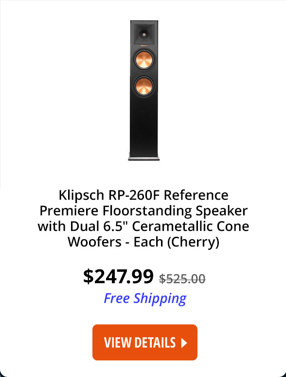 Klipsch RP-260F Reference Premiere Floorstanding Speaker with Dual 6.5" Cerametallic Cone Woofers - Each (Cherry)