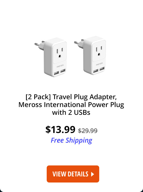 [2 Pack] Travel Plug Adapter, Meross International Power Plug with 2 USB