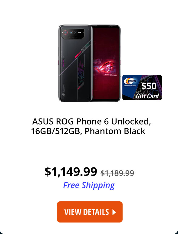 ASUS ROG Phone 6 Unlocked, 16GB/512GB, Phantom black