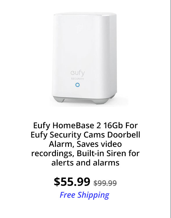 Eufy HomeBase 2 16Gb For Eufy Security Cams Doorbell Alarm, Saves video recordings, Built-in Siren for alerts and alarms