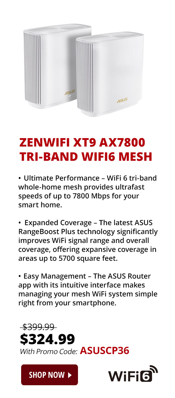 ZenWiFi XT9 AX7800 Tri-Band WiFi6 Mesh WiFiSystem