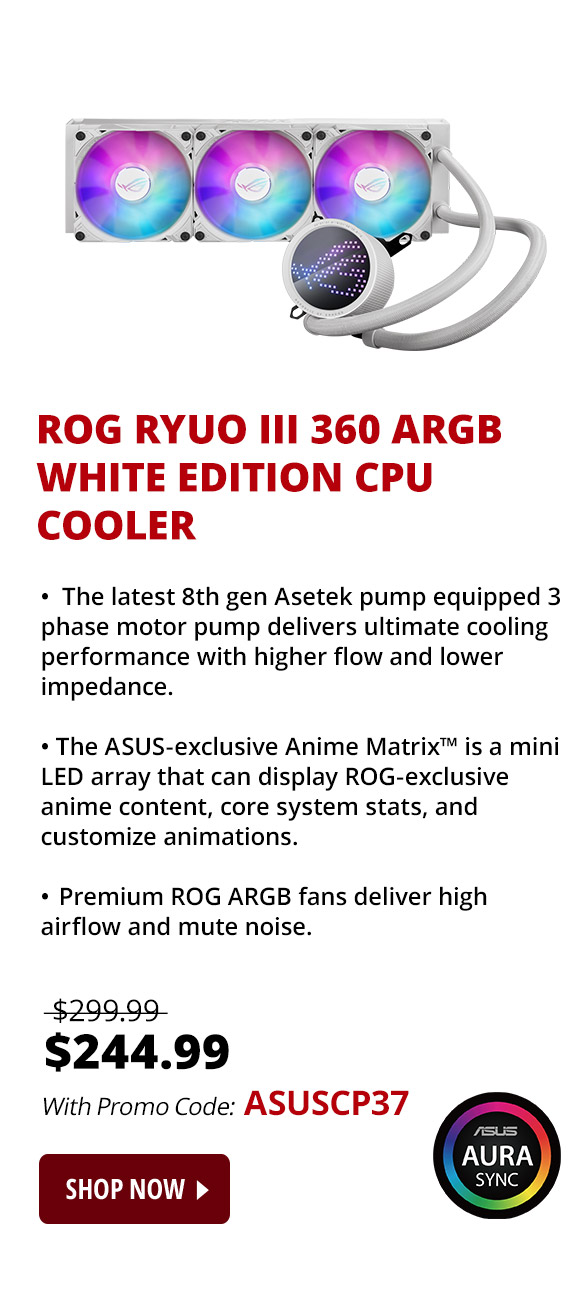 ROG RYUO III 360 ARGB White Edition All-in-one AIO Liquid CPU Cooler 