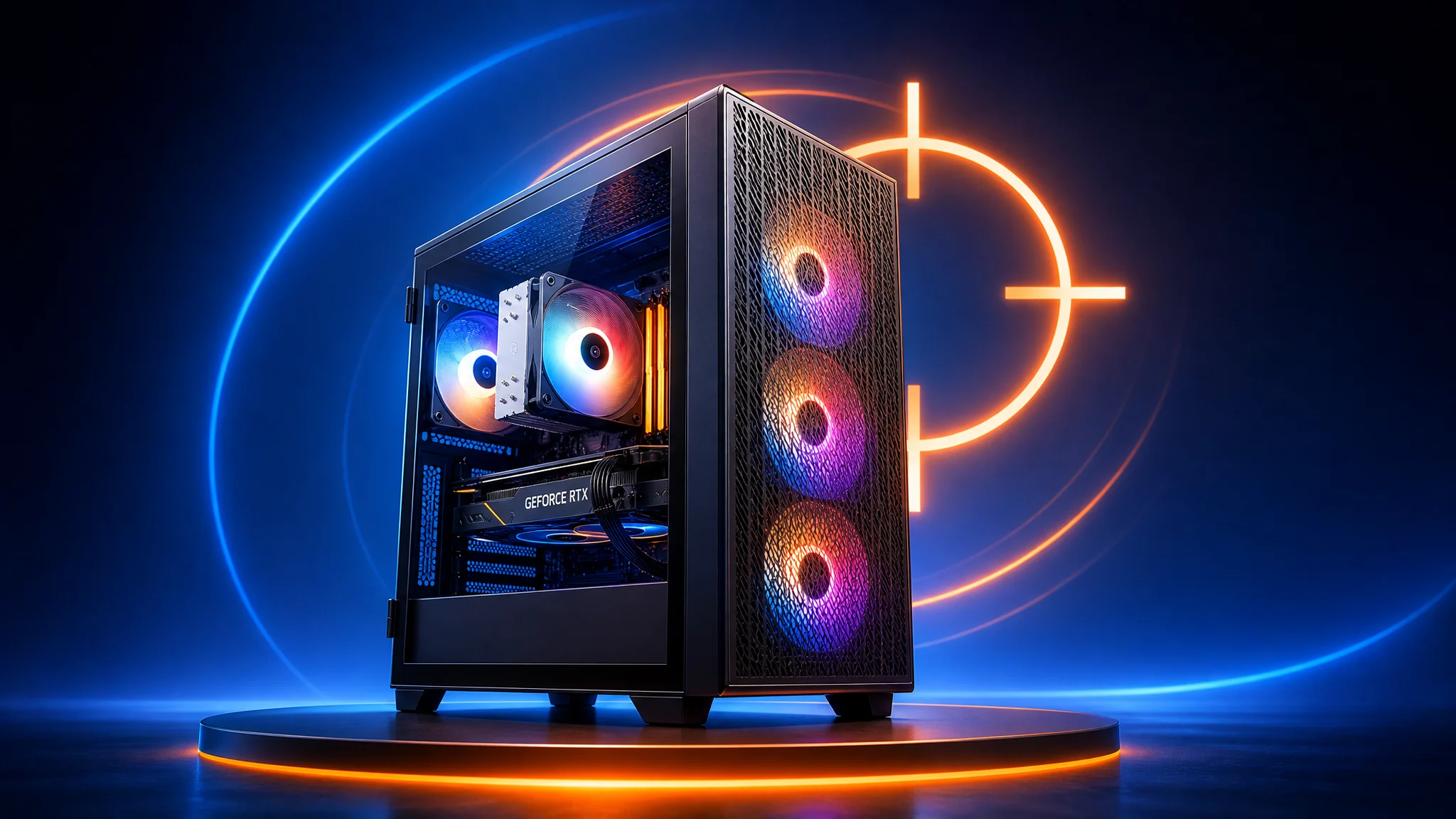 Prebuilt gaming PC on a pedestal — matched by Gaming PC Finder