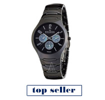 Skagen Men's Black Dial Multifunction Black Ceramic Watch