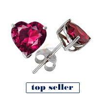 3.00 cttw 7mm Created Ruby Heart Shaped Stud Earrings