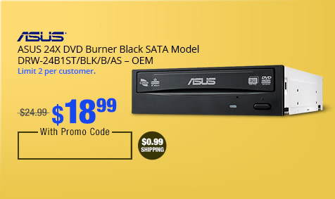 ASUS 24X DVD Burner Black SATA Model DRW-24B1ST/BLK/B/AS