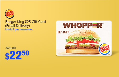Burger King $25 Gift Card (Email Delivery)