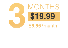 3 months $19.99 - $6.66/Month