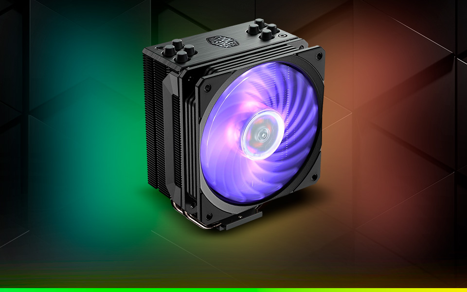Cooler Master Hyper 212 RGB Black Edition CPU Air Cooler, 4 Direct Contact Heatpipes, 120mm RGB Fan