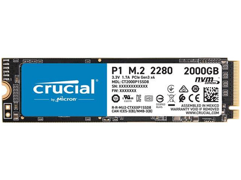 Crucial P1 2TB 3D NAND NVMe PCIe M.2 Internal Solid State Drive (SSD) CT2000P1SSD8