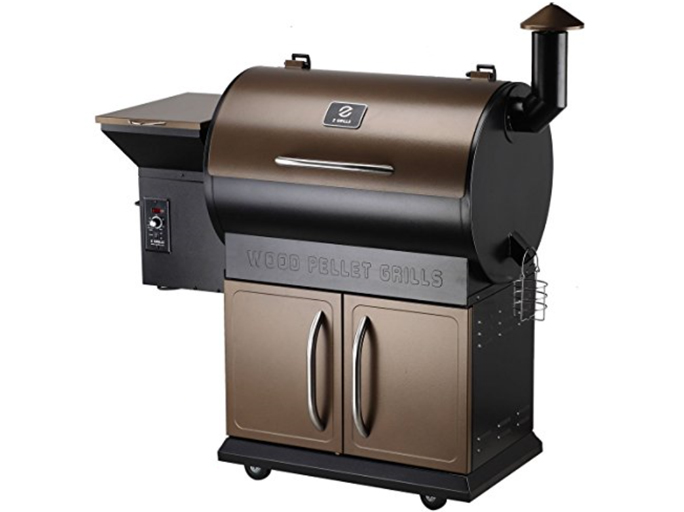 Z GRILLS Wood Pellet BBQ 8-in-1 Grill & Smoker with Patio Cover with Electric Digital Controls & Storage Cabinet ZPG-700D, Bronze