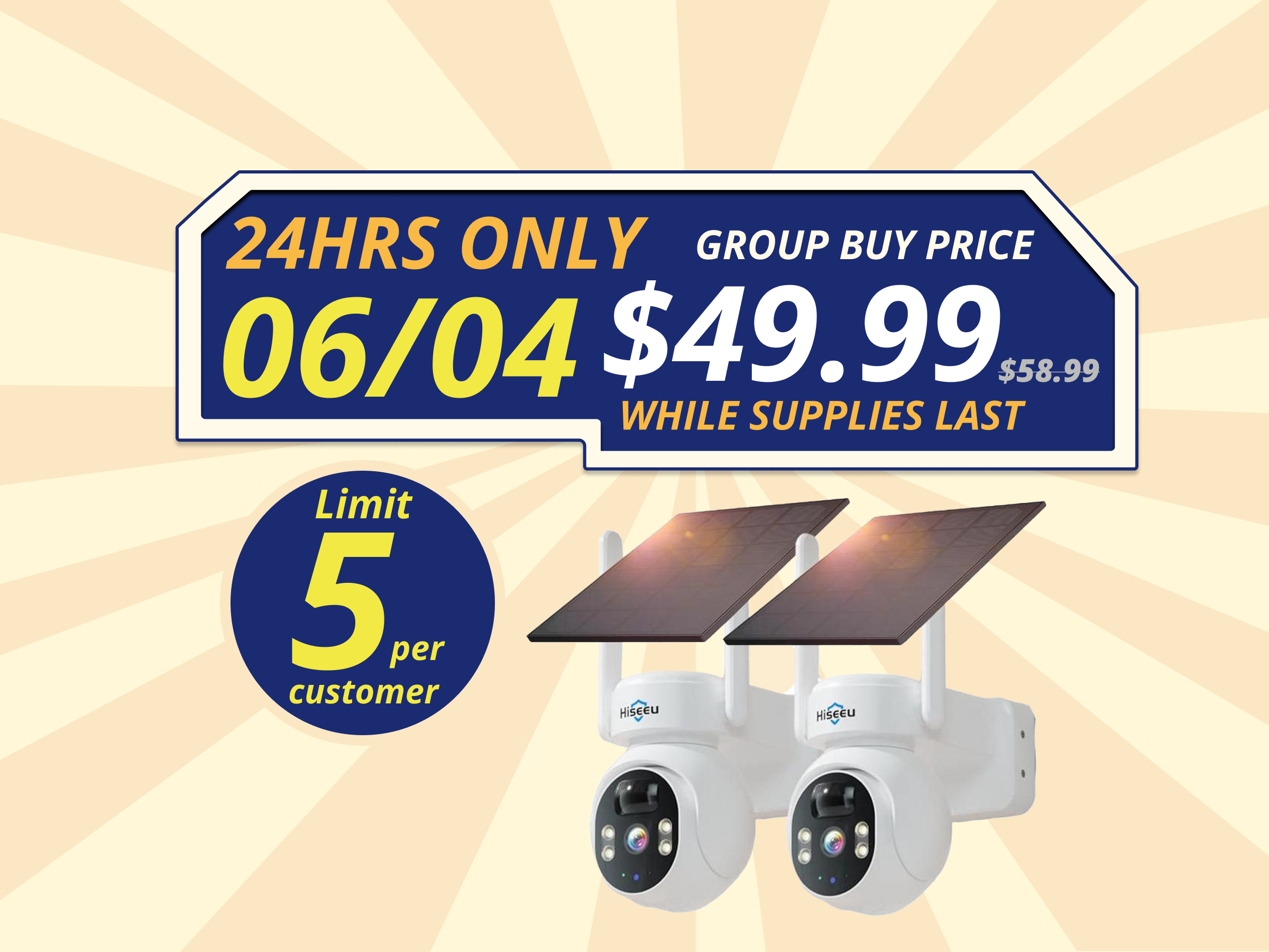 Hiseeu 4MP Wireless WIFI Solar Battery Security Camera, Outdoor IP66 Waterproof, Eseecloud APP,2-Way Audio,PTZ Security Camera 2PCS camera