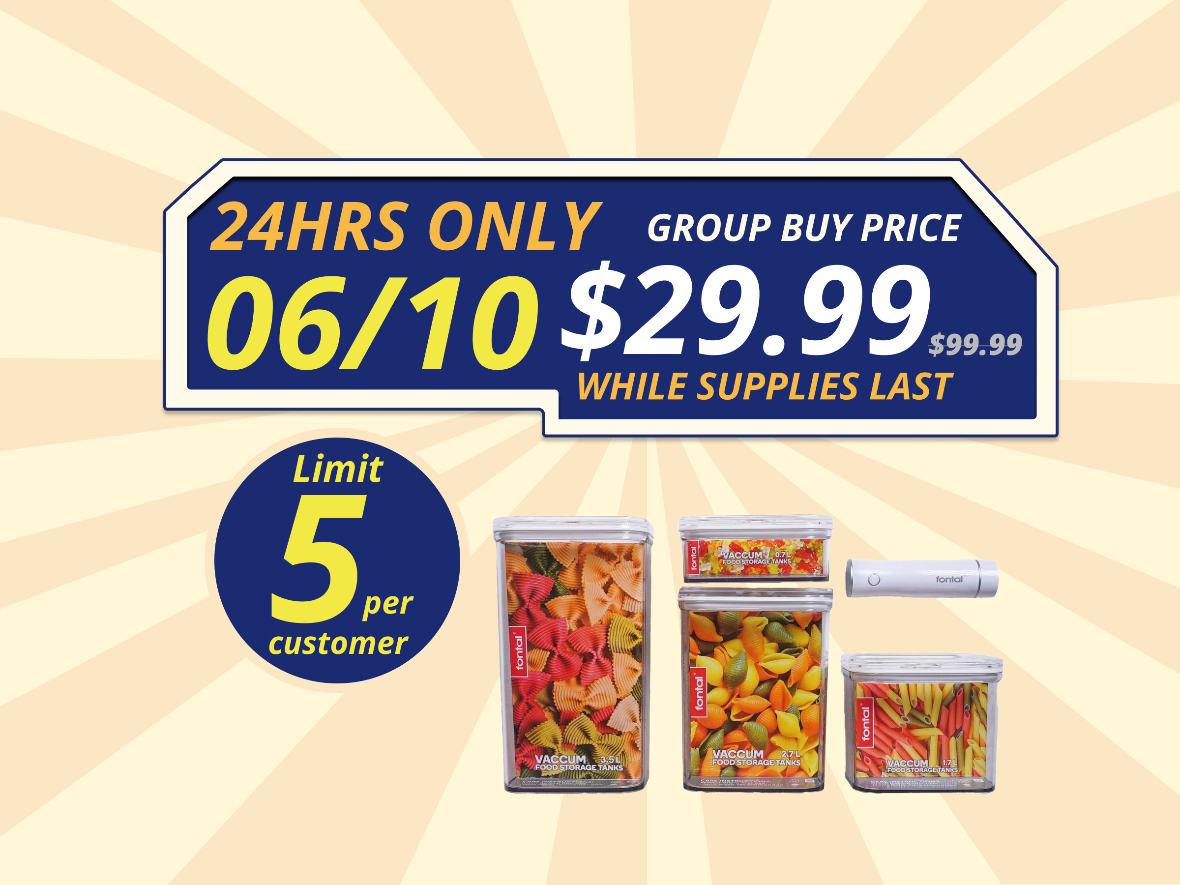 FONTAL Electric Vacuum Sealer Machine with 4 Airtight Food Storage Containers (0.7Qt / 1.8Qt / 2.8Qt / 3.7Qt)