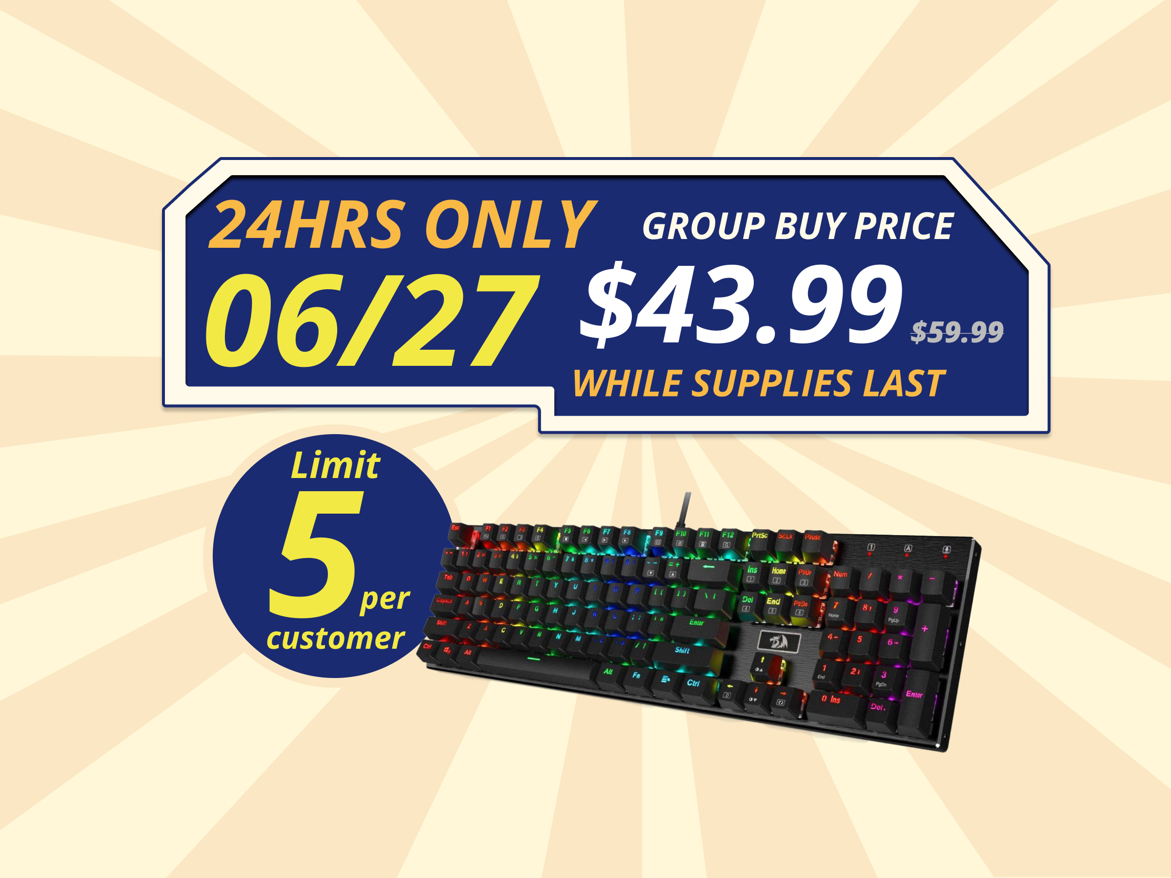 Redragon K556 RGB LED Backlit Wired Mechanical Gaming Keyboard, Aluminum Base, 104 Standard Keys