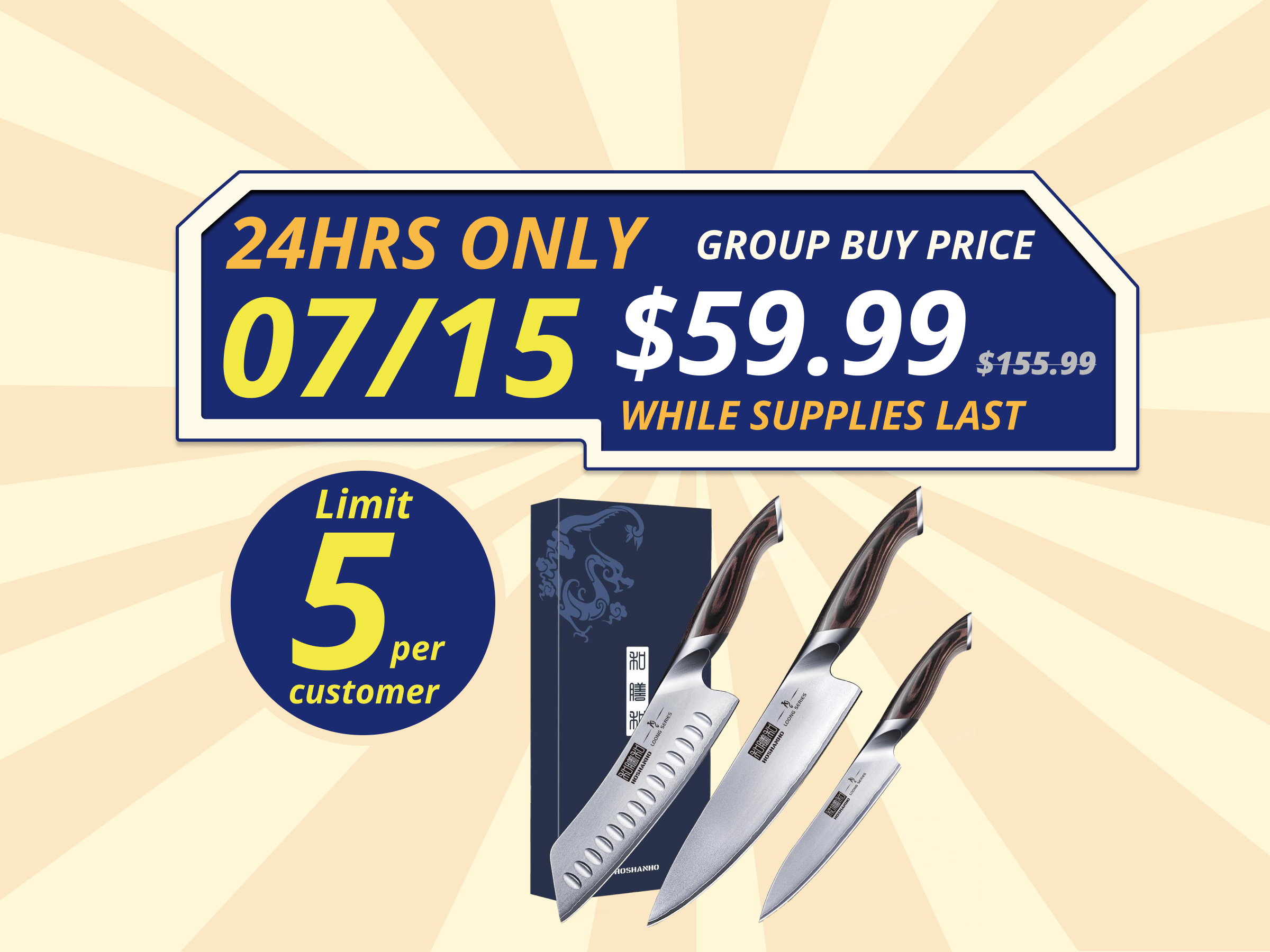 HOSHANHO 3 Pieces Knife Set, Professional Japanese AUS-10 Stainless Steel Kitchen Knife Set, Ultra Sharp Chef Knives Sets with Ergonomic Pakkawood Handle