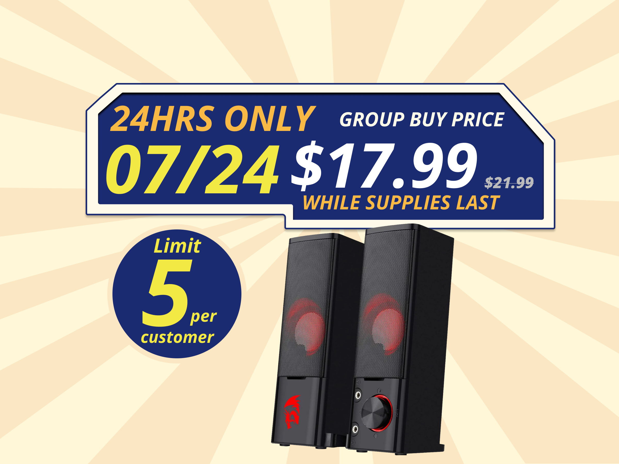 Redragon GS550 Orpheus PC Gaming Speakers, 2.0 Channel Stereo Desktop Computer Sound Bar with Compact Maneuverable Size, Headphone Jack, Quality Bass and Decent Red Backlit, USB Powered w/ 3.5mm Cable