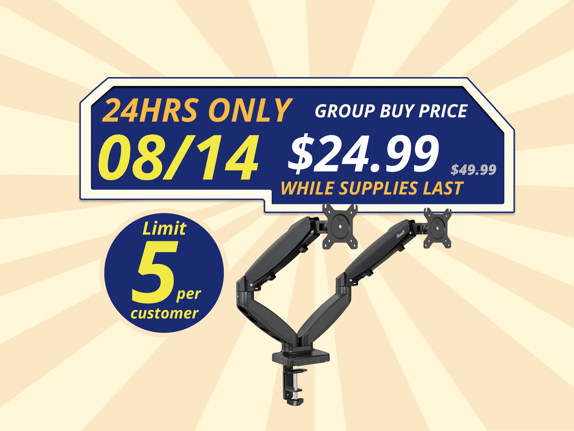 Rosewill Dual Monitor Mount, 15 to 32 Inch, 4.4 to 19.8lbs per Screen, Adjustable Gas Spring Monitor Arm with Cable Management, Clamp & Grommet Base