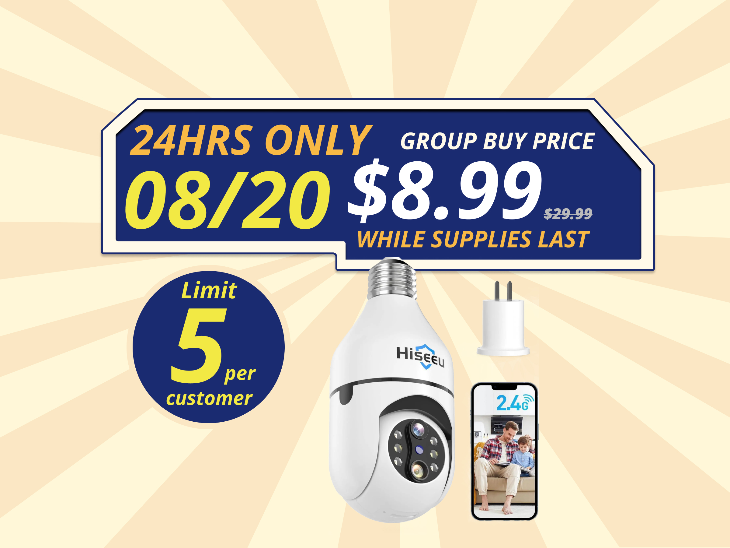 Hiseeu Light Bulb Security Camera Wireless WiFi 2.4GHz,10X Zoom PTZ Light Socket Security Camera for Home, 2-Way-Audio, Auto Tracking & Alarm, 3MP Color Night Vision, SD & Cloud Storage (Dual Lens)