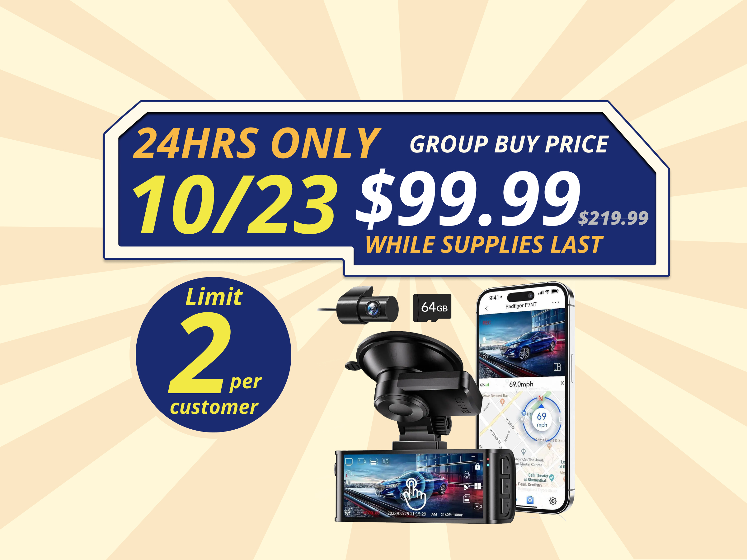 REDTIGER 4K Dash Cam Front and Rear, Touch Screen 3.18 Inch, Free 64GB Card, Car Dash Camera Built-in WiFi GPS, UHD 2160P Night Vision, WDR, Parking Monitor (F7N Touch)