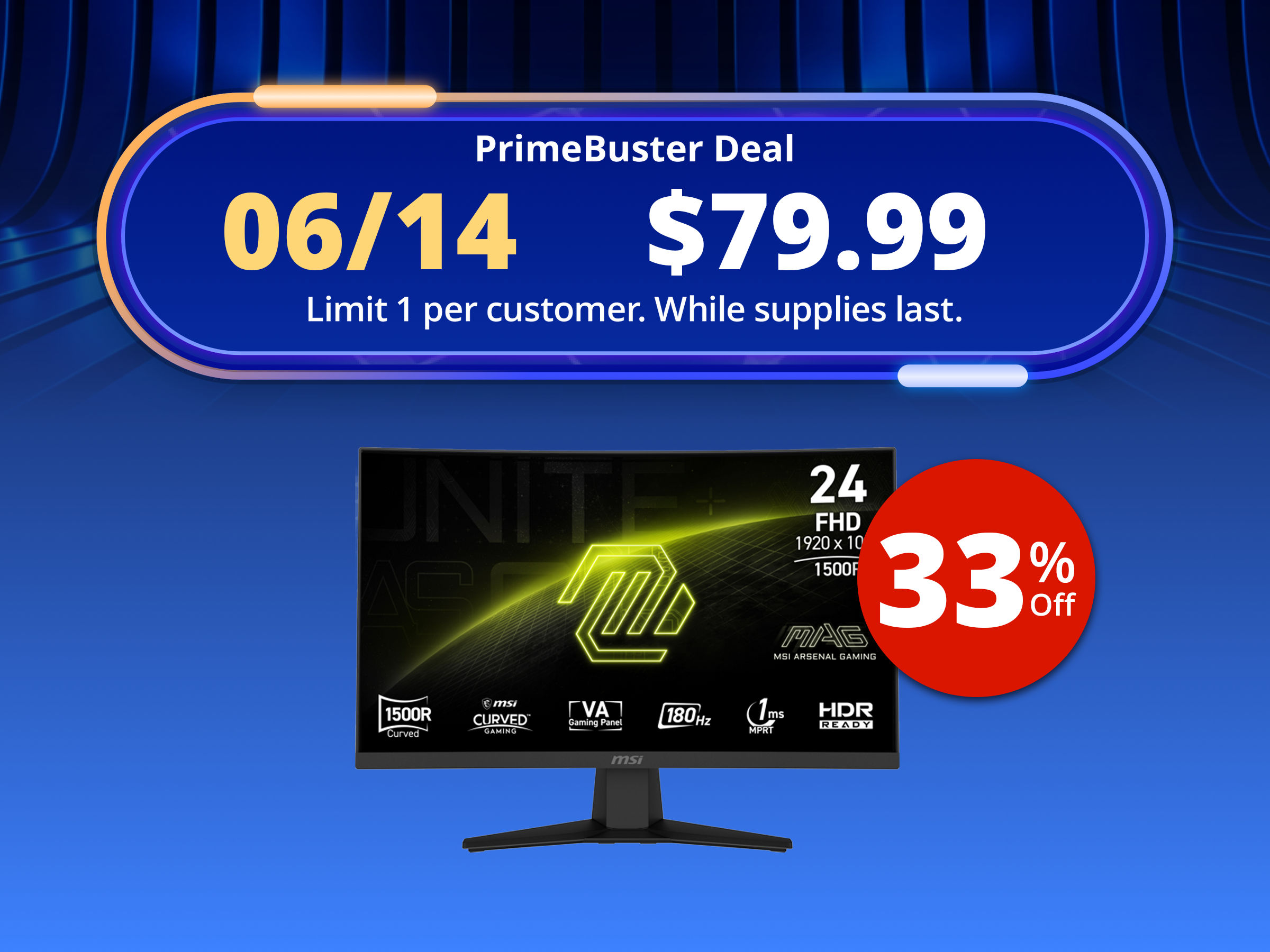 MSI 24 inch (23.6" viewable) Full HD 180Hz AMD FreeSync HDR Ready 1ms 1500R 105% sRGB Anti-Glare Curved Gaming Computer Monitor Frameless Design for both Work and Gaming MAG 244C MSI 24 inch (23.6" viewable) Full HD 180Hz AMD FreeSync HDR Ready 1ms 1500R 105% sRGB Anti-Glare Curved Gaming Computer Monitor Frameless Design for both Work and Gaming MAG 244C