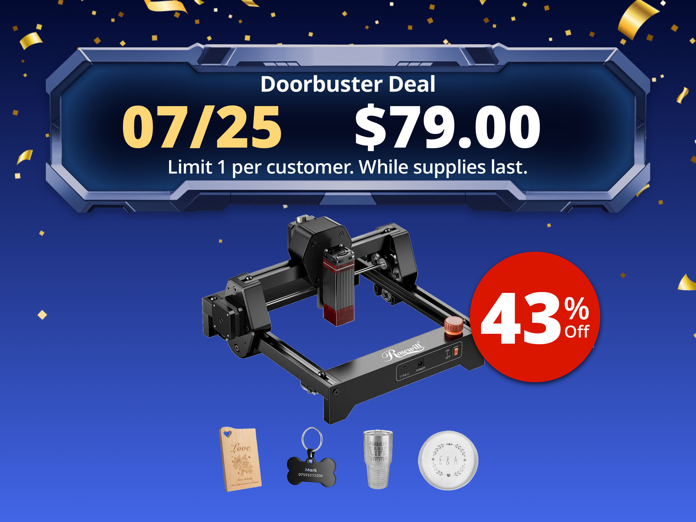 Rosewill Mini Laser Engraver 3.5W Diode Laser Engraving & Cutting Machine, 12000mm/min High Speed, 0.04mm Compressed Spot, ,130x140mm Engraving Area,Portable Engraver Eye Protection Rosewill Mini Laser Engraver 3.5W Diode Laser Engraving & Cutting Machine, 12000mm/min High Speed, 0.04mm Compressed Spot, ,130x140mm Engraving Area,Portable Engraver Eye Protection
