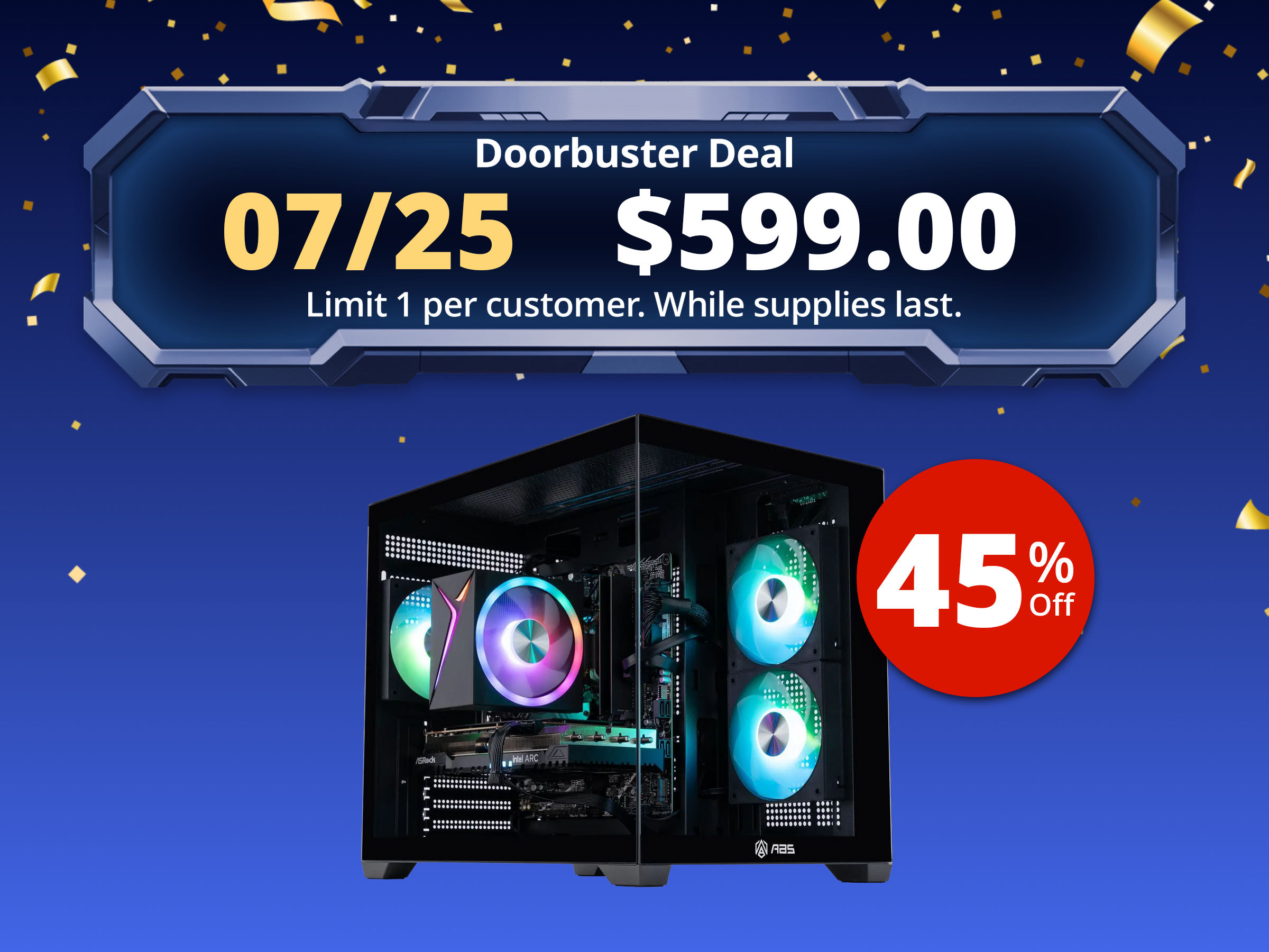 ABS Flux II Aqua Prebuilt Gaming PC - Windows 11 - Intel Core 5 120 - Arc A750 8GB - 16GB DDR4 - 1TB NVMe SSD ABS Flux II Aqua Prebuilt Gaming PC - Windows 11 - Intel Core 5 120 - Arc A750 8GB - 16GB DDR4 - 1TB NVMe SSD