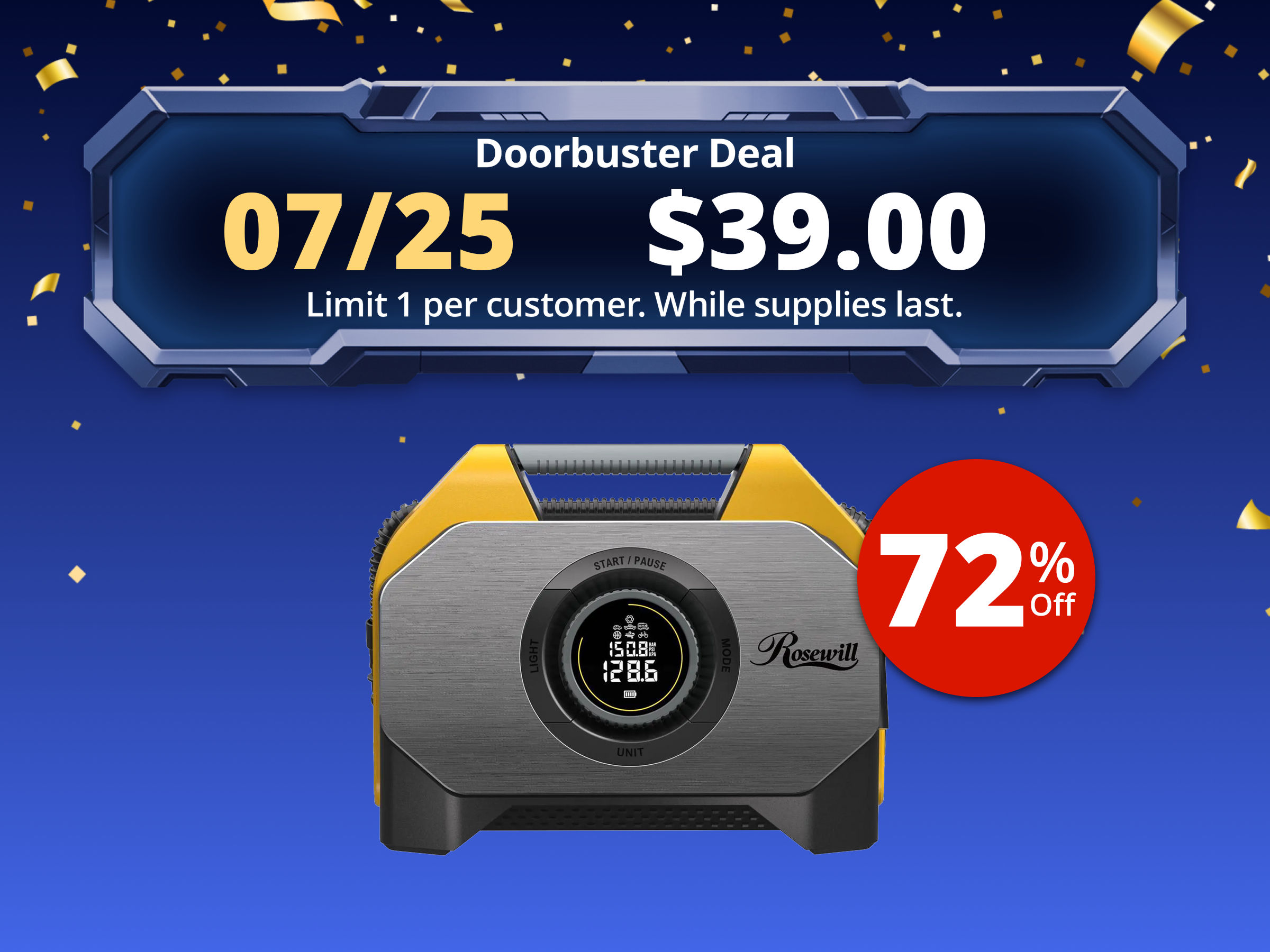 Rosewill Vortex RS6C Cordless Tire Inflator Portable Air Compressor, 160 PSI Air Pump for Car Tires with 15600mAh Battery, 100% Duty Cycle & Dual Cylinder, Air Pump for Heavy-Duty Vehicle, Orange Rosewill Vortex RS6C Cordless Tire Inflator Portable Air Compressor, 160 PSI Air Pump for Car Tires with 15600mAh Battery, 100% Duty Cycle & Dual Cylinder, Air Pump for Heavy-Duty Vehicle, Orange