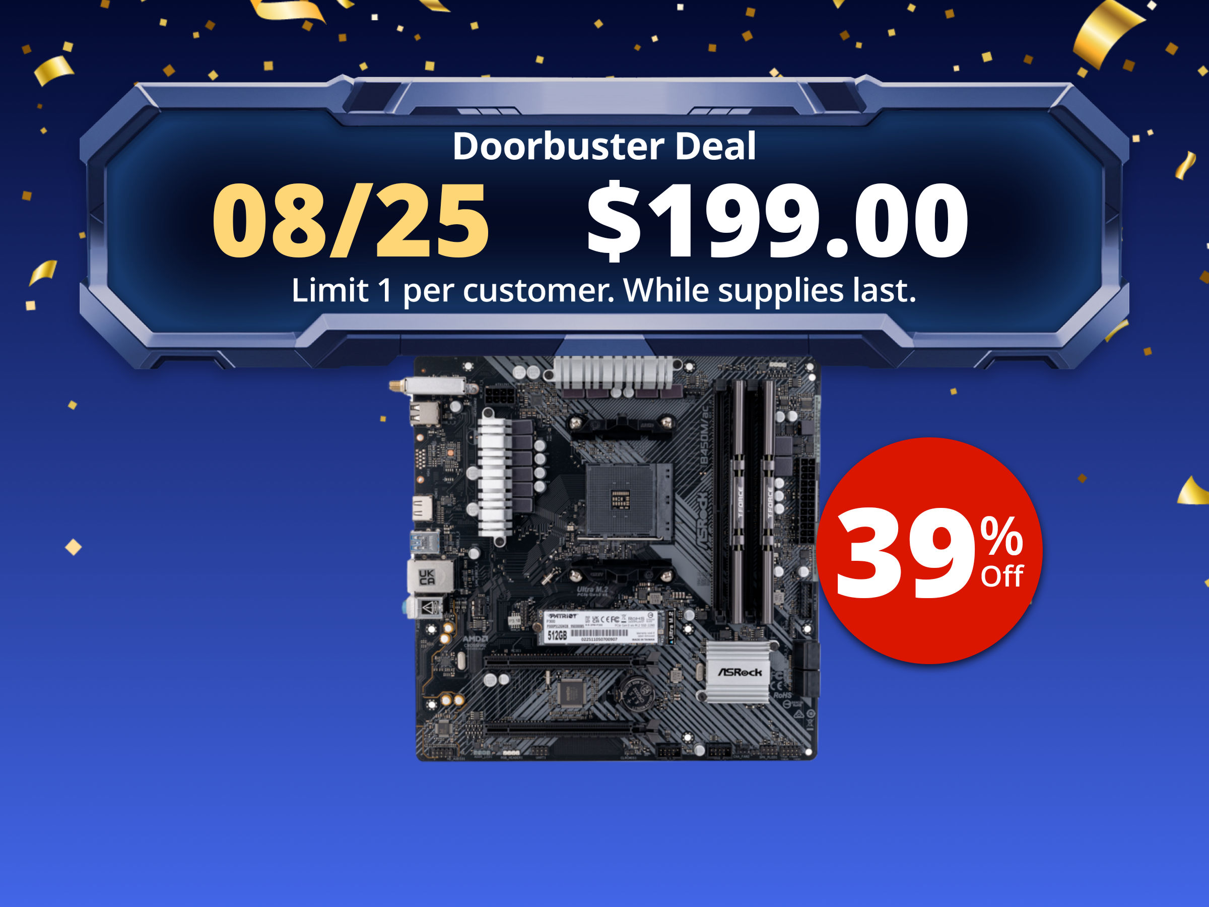 PC DIY Starter Kit – ASRock B450M/AC R2.0 AM4 Micro ATX WiFi Motherboard with Pre-Installed Team T-FORCE VULCAN Z 16GB (2x8GB) DDR4-3200 and Patriot P300 512GB NVMe M.2 SSD PC DIY Starter Kit – ASRock B450M/AC R2.0 AM4 Micro ATX WiFi Motherboard with Pre-Installed Team T-FORCE VULCAN Z 16GB (2x8GB) DDR4-3200 and Patriot P300 512GB NVMe M.2 SSD