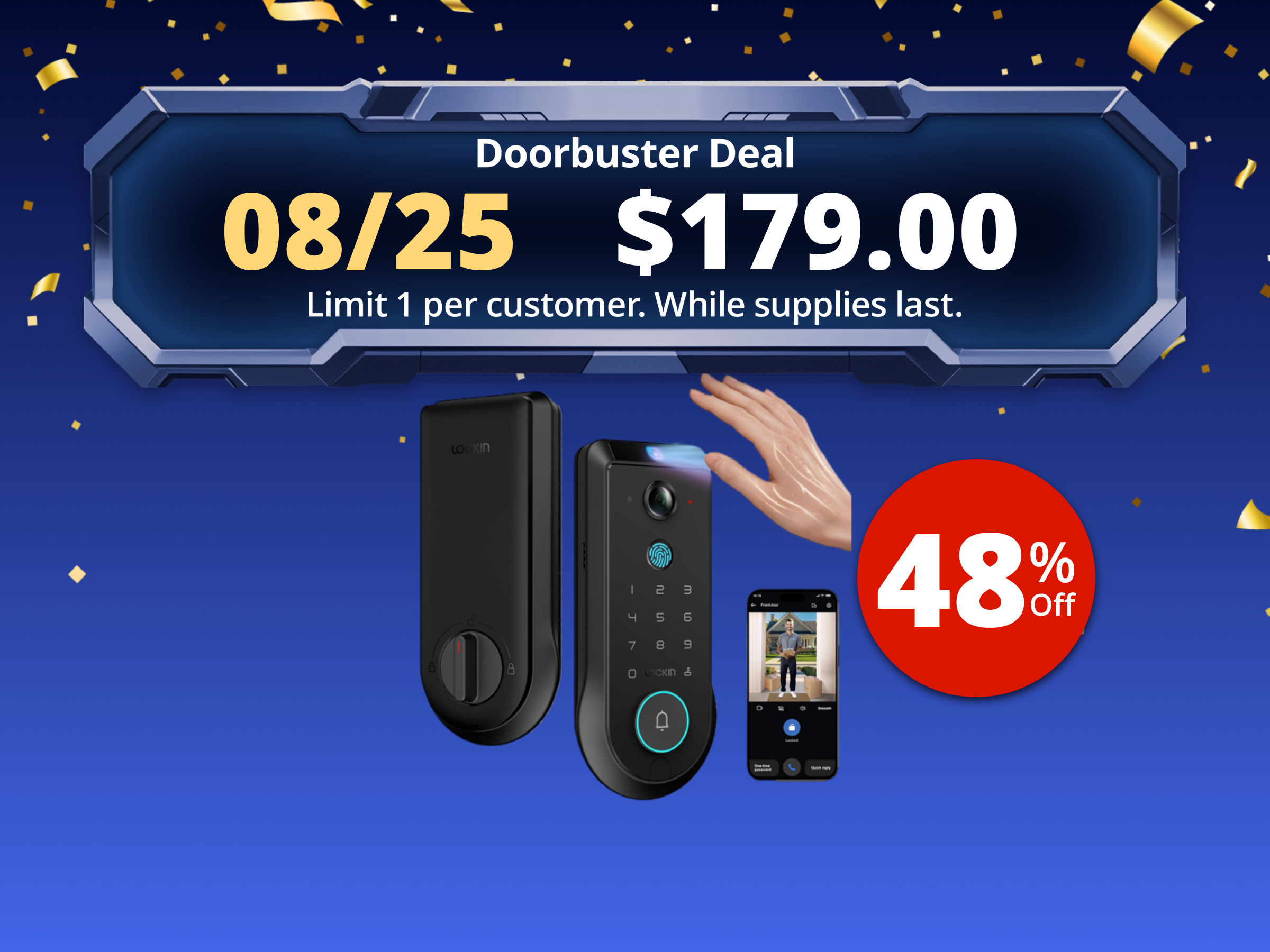Lockin Veno Pro Palm Vein Video Smart Lock with 2K 180° Camera, Fingerprint Recognition, AI Motion Detection, IP65 Weatherproof, Remote App Control, 32GB Built-in Storage, No Monthly Fee Lockin Veno Pro Palm Vein Video Smart Lock with 2K 180° Camera, Fingerprint Recognition, AI Motion Detection, IP65 Weatherproof, Remote App Control, 32GB Built-in Storage, No Monthly Fee