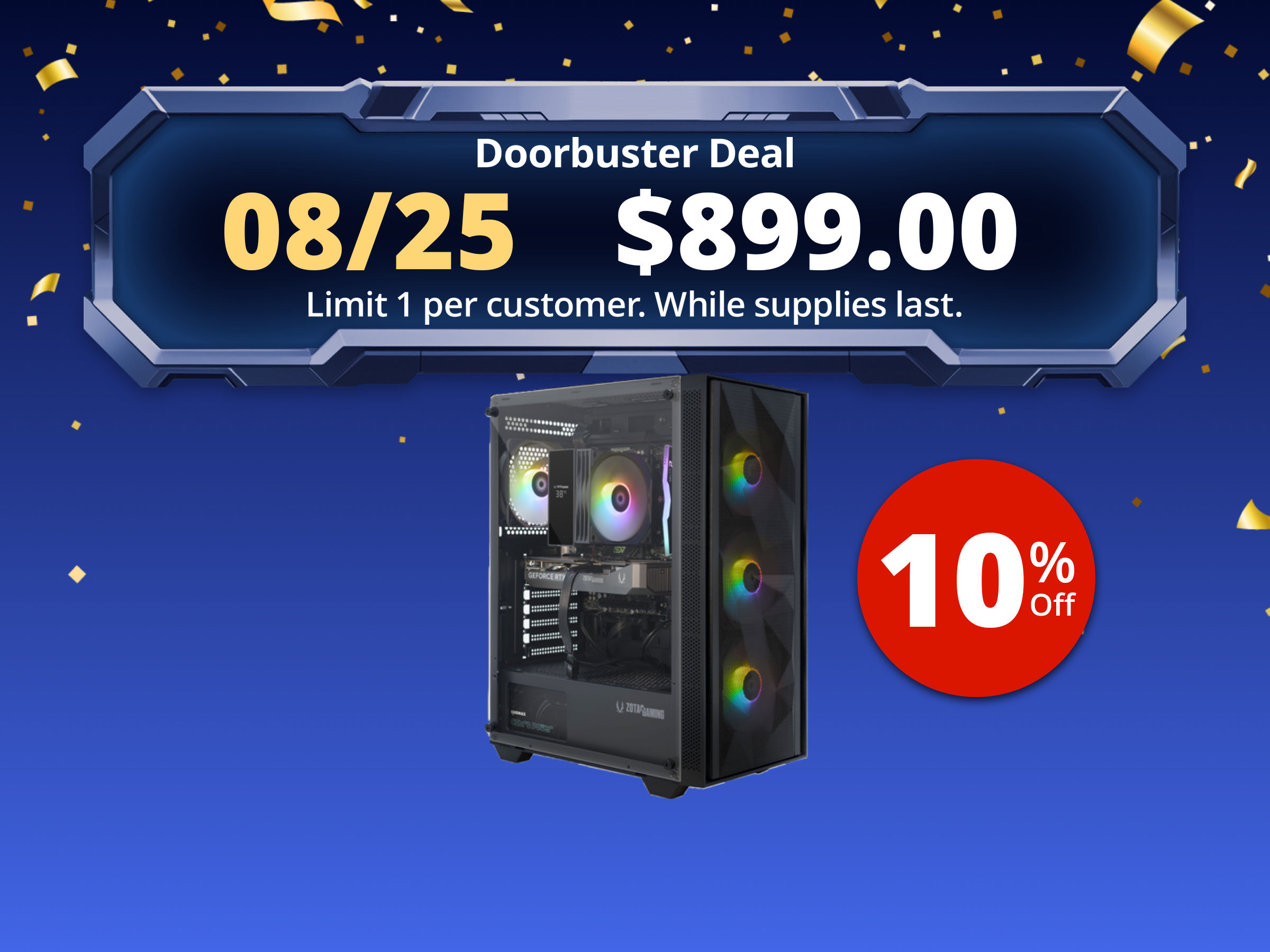 Zotac GAMING MEK AI-Enhanced Gaming PC Desktop Computer - NVIDIA GeForce RTX 5060, AMD Ryzen 5 5500 4.2GHz, 16GB RGB DDR4, 1TB NVME M.2 SSD, 650W 80+ GOLD PSU, WiFi 6E, Windows 11 Home Zotac GAMING MEK AI-Enhanced Gaming PC Desktop Computer - NVIDIA GeForce RTX 5060, AMD Ryzen 5 5500 4.2GHz, 16GB RGB DDR4, 1TB NVME M.2 SSD, 650W 80+ GOLD PSU, WiFi 6E, Windows 11 Home