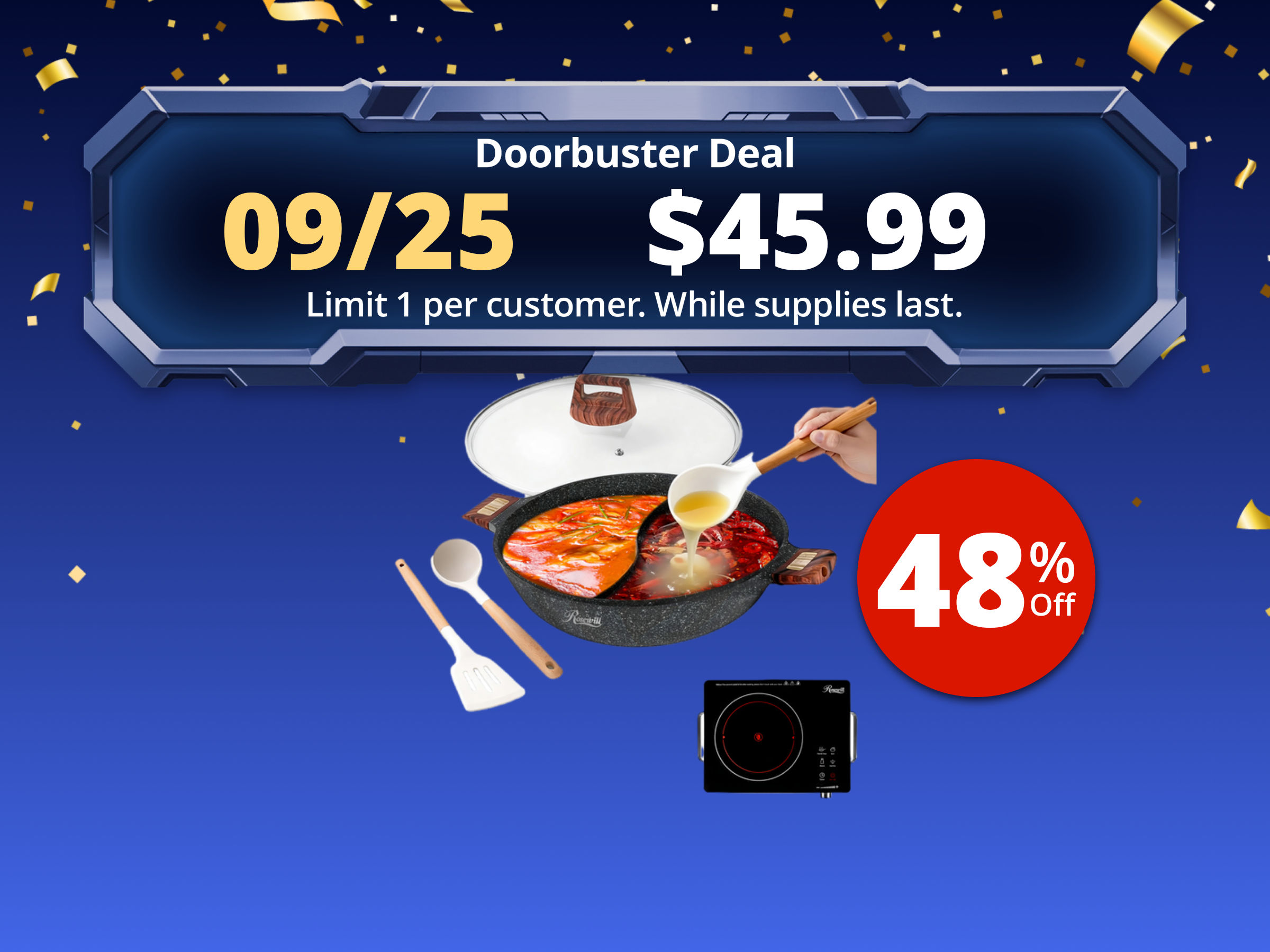 Rosewill 4.2QT Double Flavor Non-sticking Hot Pot with Divider, 11 inch Divided Stockpot for Cooking, Hot pot for Induction Cooktop and Gas Stove, Electric Burner - Gray Rosewill 4.2QT Double Flavor Non-sticking Hot Pot with Divider, 11 inch Divided Stockpot for Cooking, Hot pot for Induction Cooktop and Gas Stove, Electric Burner - Gray