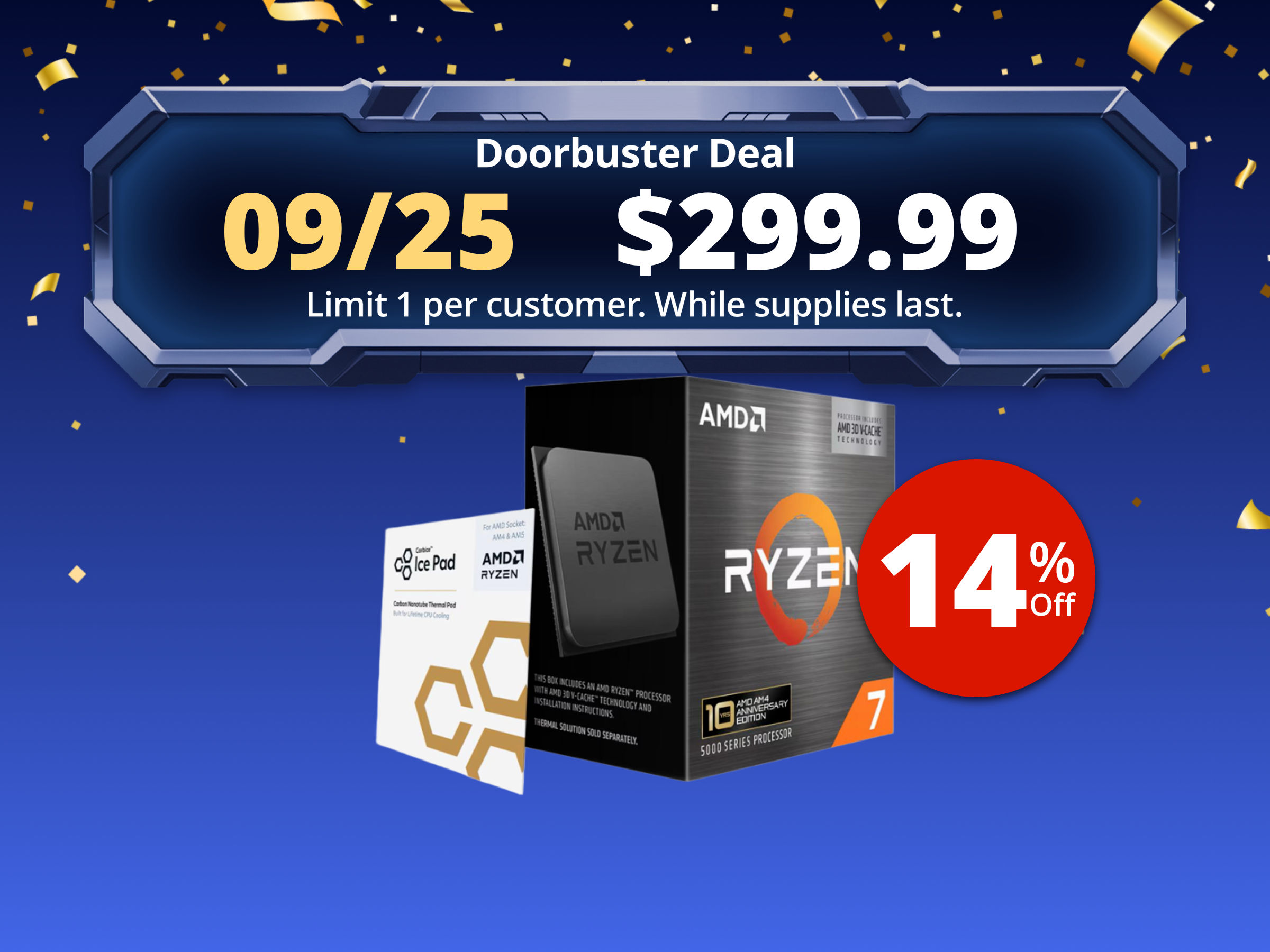 AMD Ryzen 7 5800X3D 10th Anniversary Edition - Ryzen 7 5000 Series Vermeer (Zen 3) 8-Core 3.4 GHz Socket AM4 105W Desktop CPU Processor - 100-100000651POF AMD Ryzen 7 5800X3D 10th Anniversary Edition - Ryzen 7 5000 Series Vermeer (Zen 3) 8-Core 3.4 GHz Socket AM4 105W Desktop CPU Processor - 100-100000651POF